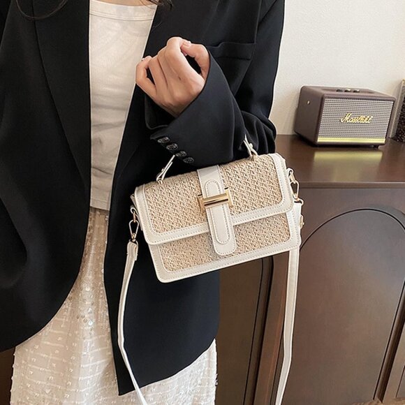 Straw Crossbody Bag Women Summer Beach Woven Purse Vacation Shoulder Handbag - Picture 2 of 6